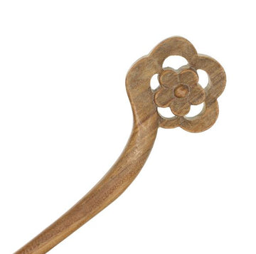 CrystalMood Handmade Carved Lignum-Vitae Wood 5-Petal Flower Hair Stick